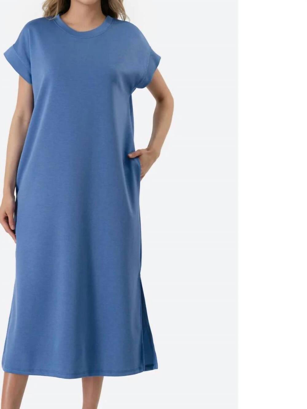NEW PIXI + IVY modal midi scuba dress in blue